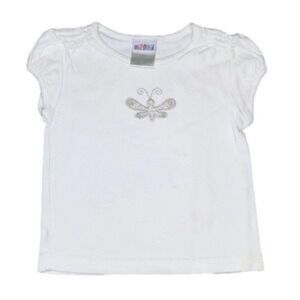 Okie Dokie White Tee with Butterfly Design